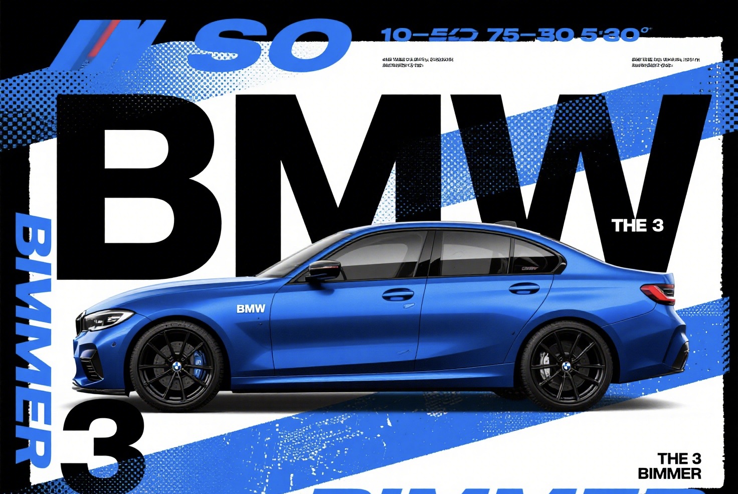 蓝色 BMW 轿车海报